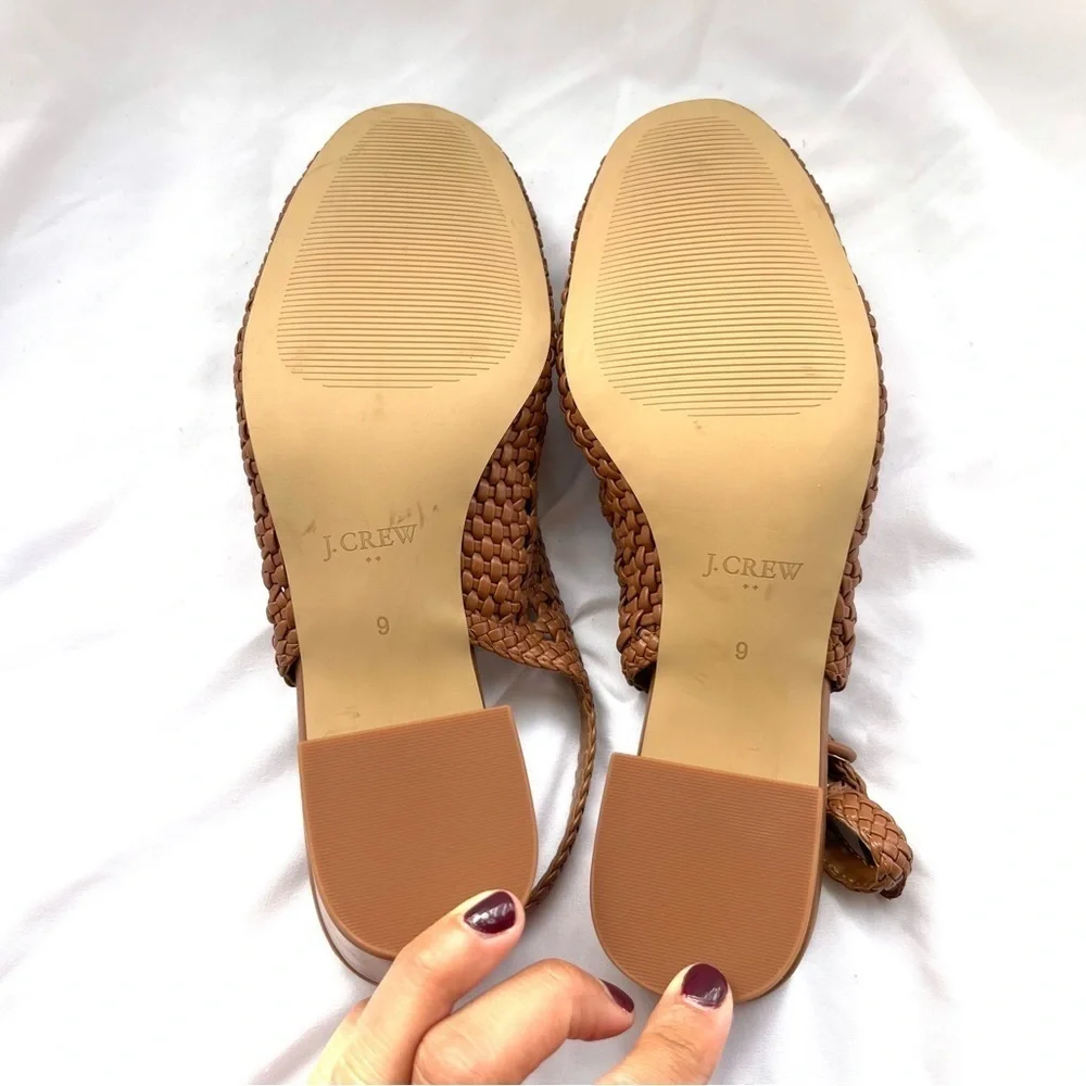 J.CREW | NWOT CAMEL BROWN WOVEN SLINGBACK PUMP HEELS SIZE 9